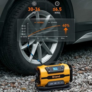 Pompe à air pour voiture à double alimentation AC/DC 110-230V/12V pour voitures, motos, vélos et ballons - Jaune/Noir - Product Image 2