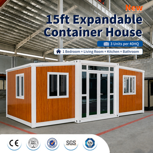 Casa Contenedor Prefabricada Expandible de 15 Pies, Fácil de Montar, Resistente al Viento, Casa Modular Moderna para Campamento - Product Image 1