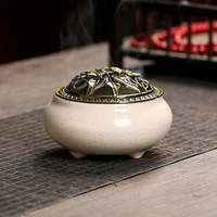 Brûleur d'encens en céramique effet craquelé, pour usage domestique, pièce décorative d'intérieur, plateau créatif pour bois de santal et altière