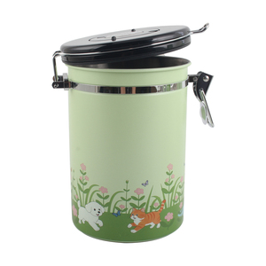 Pot de rangement hermétique réutilisable en forme de cylindre avec motif de chien et de chat de dessin animé pour le thé et le café, boîte à café en acier inoxydable - Product Image 6