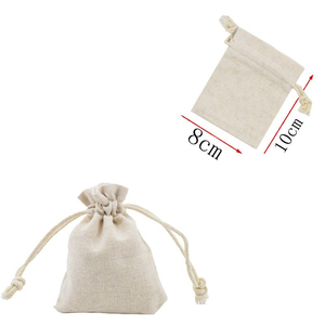 Sacs de shopping écologiques pour cadeaux d'anniversaire simples, sacs en coton et lin personnalisés avec cordon de serrage - Product Image 2