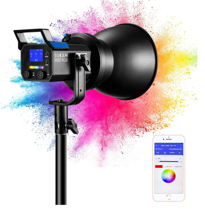Sokani X60 -RGB 80W adjustable CCT Photographic Lighting dimmable LED Studio light APP control Video Lights