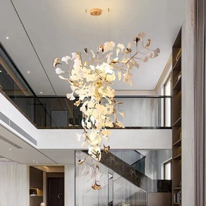 Candelabro de hojas de porcelana de lujo, lámpara colgante en forma de rama de árbol para techo alto, sala de estar, pasillo de Hotel - Product Image 3