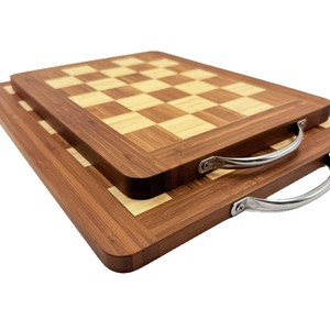 Juego de tablas de cortar de bambú de dos colores, 37.5x26x2cm y 45.5x33x2cm, de doble cara, para frutas, verduras, alimentos crudos y cocidos - Product Image 1