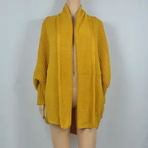 Open Front Batwing Long Sleeve Chunky Cardigan Sweaters Knit Jackets