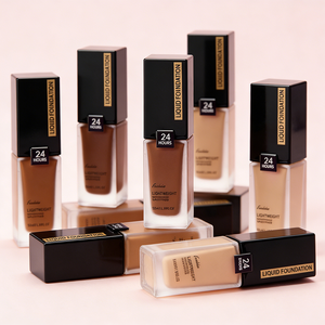 Fondotinta Liquido Personalizzabile OEM con <span class=keywords><strong>50</strong></span> Colori, SPF, Vegano, Impermeabile, Formula Correttore, per Etichetta Privata, Ideale per Pelli Scure - Product Image 2