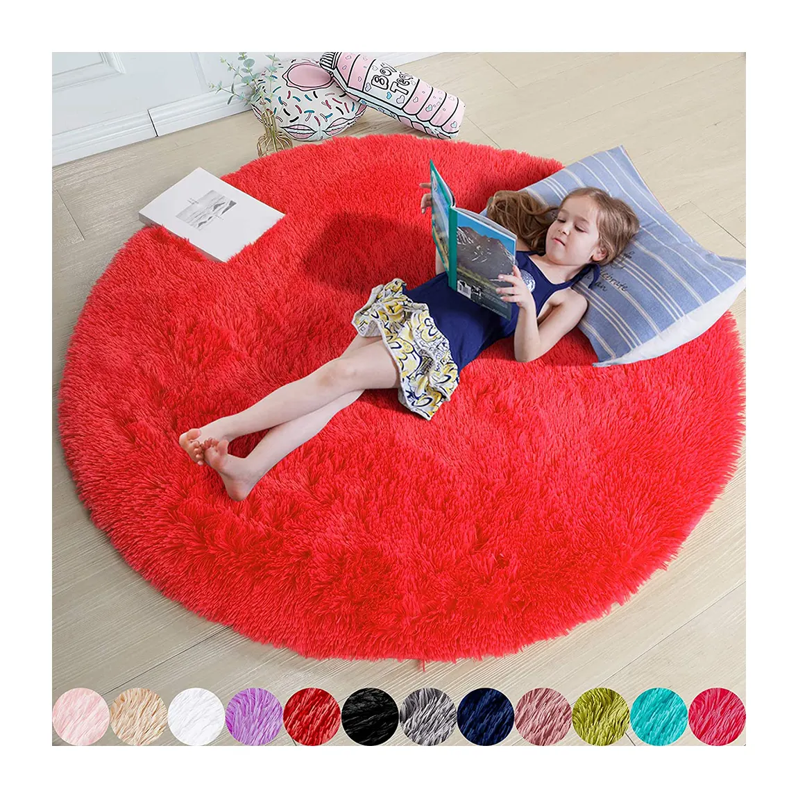 Tapis rouge carrelage tapis shaggy tapis de maison pour chambre salon moderne long tapis en peluche shaggy