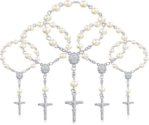 Perles de prière religieuses amour ailes d'ange chapelet croix perles Bracelets de perles baptême baptême fête cadeaux - Product Image 3