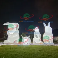 Dekoratif şişme beyaz tavşan LED aydınlatma ile reklam şişme paskalya tavşanı olay için