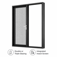 Porte de séparation pour balcon et chambre, porte en verre double vitrage équipée d'un moustiquaire intégré