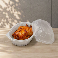 Conteneur jetable biodégradable pour rôtissoire à poulet en canne à sucre, compatible micro-ondes, avec revêtement PP, boîte à poulet rôti avec couvercle