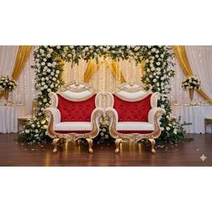 Sillón de Boda Real de Lujo, Trono de Metal de Lujo para Bodas Reales, Blanco y Dorado, por Rajhans Manufacturers - Product Image 1