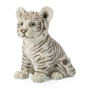 Resin Wildlife Cute Tiger Baby Decor White And Black Stripe Resin Sculptures