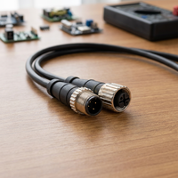 Konektor Penerbangan M12 Male ke Kabel Harness 2 Pin Sm Plug, Kabel Daya DC Industri dengan Konektor Quick Lock 2p