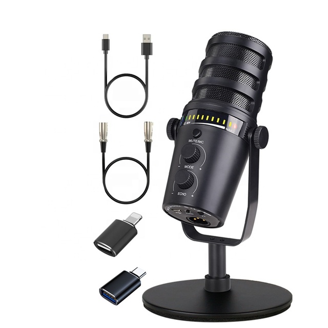 Professional Studio Live Streaming Podcast Recording Equipment Microfone Desktop Record Wired USB XLR Dynamic Microphone