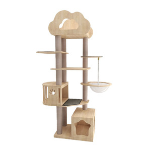 Árbol para Gatos Moderno Serie Nube de Madera, <span class=keywords><strong>Centro</strong></span> de Actividades de Múltiples Niveles para Gatos de Interior - Product Image 1