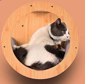 Relipet, hamaca de madera para mascotas, hamaca para gatos, juguetes montados en la pared, estante para gatos, cama para caminar, forma redonda, percha para gatos - Product Image 6