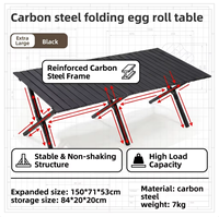 Vente directe d'usine de table de camping pliable en acier au carbone portable, adaptée à plusieurs utilisateurs et disponible en différentes tailles