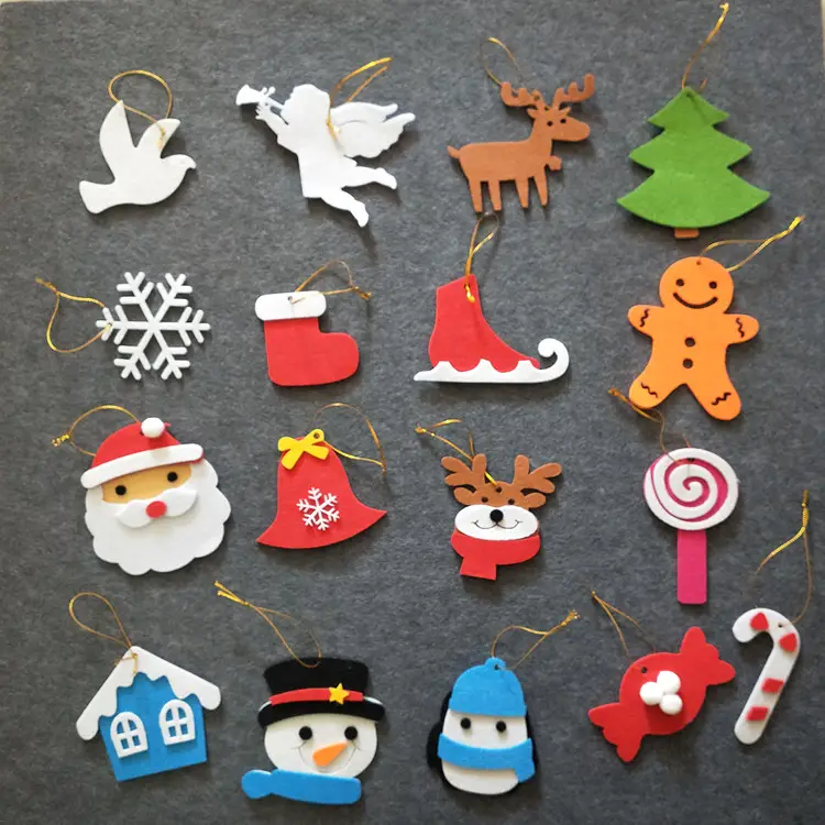 Hot Sale Felt Ornament Set Felt Christmas Hanging Decorations Items Christmas Gifts Cute Felt Christmas Ornament For Kids