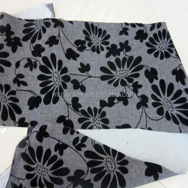 China Leveren Flocking 100% Polyester Faux Linnen Bank Stof Flocking Polyester Linnen Stof Voor Kussens