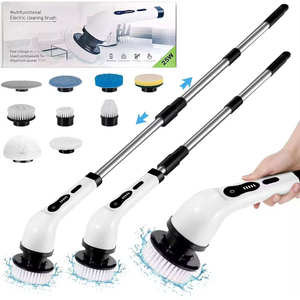 Multifunctional 9 in 1 Cordless Spin Scrubber 380 Rotating Electric <b>Cleaning</b> <b>Brush</b> with <b>Extendable</b> Long Handle 9 <b>Brush</b> Heads - Product Image 2