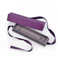 Boîte à bijoux de luxe en carton violet, boîtes cadeaux en papier en gros avec ruban, pour bagues, pendentifs, bracelets, emballage de bijoux UV Advantage