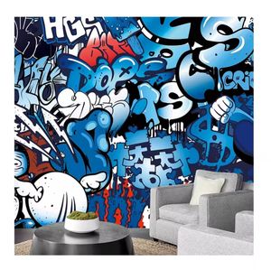 <span class=keywords><strong>Papier</strong></span> <span class=keywords><strong>Peint</strong></span> Mural Personnalisé Bleu Peinture Aérosol Paysage Graffiti Mural Street Art Mural Décoratif Pour Salon Chambre Bureau <span class=keywords><strong>Papier</strong></span> <span class=keywords><strong>Peint</strong></span> - Product Image 1