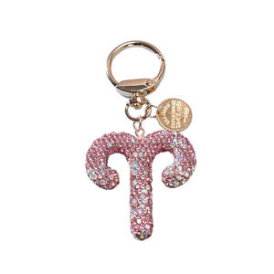 Portachiavi in Lega di Zinco con Stampa UV e Strass Rosa, <span class=keywords><strong>12</strong></span> Segni Zodiacali, Regalo per Amiche, San Valentino, Accessori Auto, Charm per Borsa, Scuola - Product Image 5