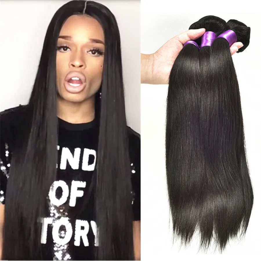 Cuticle Aligned Hair from India 9A Straight Human Hair Lace Frontals 8"-30" Raw Vrigin Indian Hair Weave Bundles with Closure