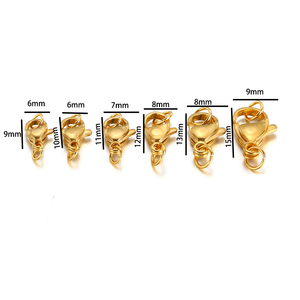 Fermoir de homard plaqué or 18 carats en acier inoxydable à la mode avec deux anneaux de saut pour bijoux collier bracelets faisant des accessoires - Product Image 6