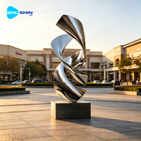 Escultura Contemporánea de Acero Inoxidable Pulido para Exteriores, Diseño Abstracto 3D Retorcido, para Decoración de Centros Comerciales y Plazas Públicas