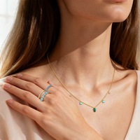 Collier et bague ouverte élégants en argent sterling S925 plaqué or 18 carats avec pendentif œil porte-bonheur en zircon pour femme - Vente en gros