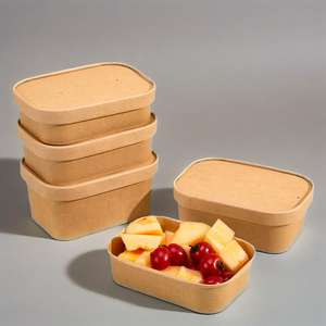 Boîte à lunch jetable à prix avantageux, contenants alimentaires en papier biodégradable de qualité alimentaire, utilisables au micro-ondes - Product Image 6