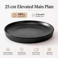Assiette Ronde en Mélamine Noire Écologique de 25 cm, Incassable, Qualité Alimentaire, Sans BPA, Vente en Gros pour Restaurants, Hôtels, Cafétérias