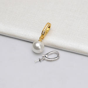 Pendentif en argent S925, boucle universelle pour femme avec plateau vide en perle, accessoires de bijouterie DIY, trouvailles et composants - 708 - Product Image 1