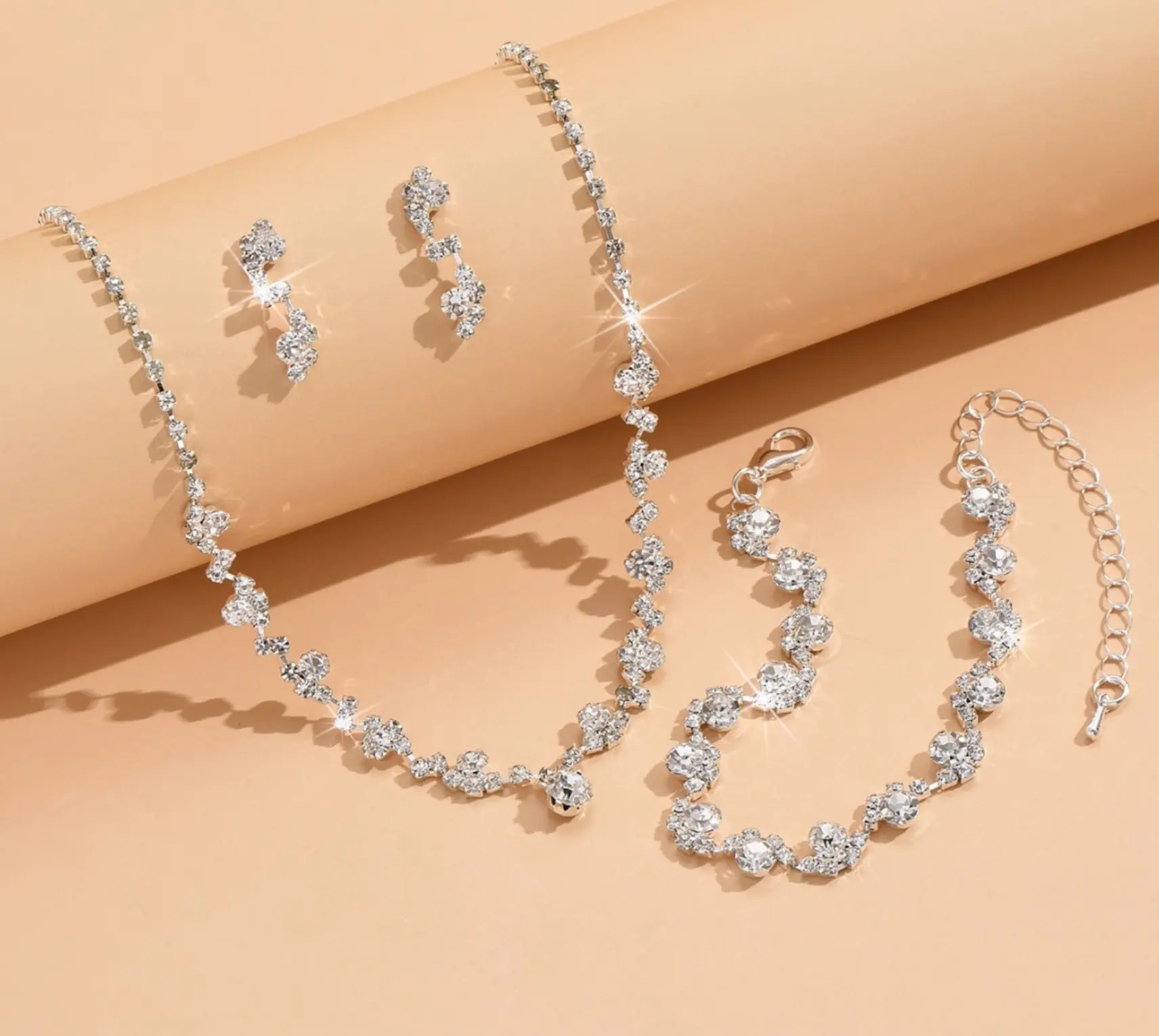Модные ювелирные изделия Свадебные кисточки серьги браслет и ожерелье набор ювелирных изделий с бриллиантами для женщин