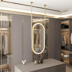 Kingstin Miroir LED Ovale Suspendu Plafond Luxe Or Brossé, Tactile Anti-Buée <span class=keywords><strong>Bain</strong></span> - Product Image 3