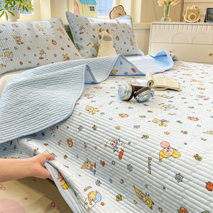 Conjunto de Cama 3 Peças King Size com Colcha Acolchoada de Gaze Dupla Camada Lavável Classe A e Estampa de Desenho Animado - Product Image 4