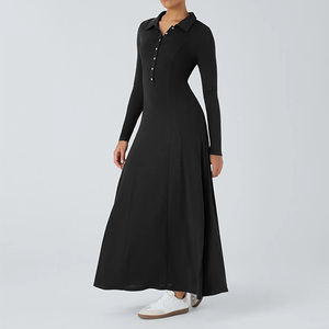 Di alta qualità da donna S <span class=keywords><strong>Online</strong></span> lussuosi eleganti <span class=keywords><strong>abiti</strong></span> larghi Wanita abito di lusso Elegan manica lunga svasato Maxi abito Casual - Product Image 3