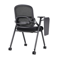 Chaise d'étudiant exécutive moderne pour salle de classe et salle de conférence avec tablette d'écriture, durable, pliable, empilable et avec rangement