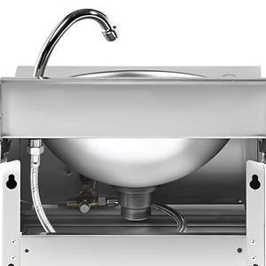 Lavabo mural sanitaire pour restaurant, à commande au genou, à cuve unique, eau froide et chaude, avec robinet en acier inoxydable, design moderne - Product Image 1