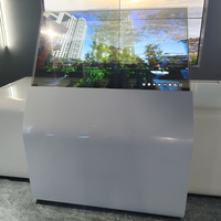 Layar iklan transparan dua sisi Display pameran Oled Super ramping 55 inci