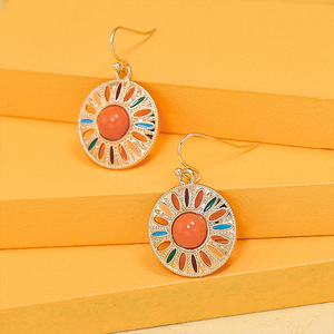 Ensemble de bijoux bohèmes géométriques, collier et boucles d'oreilles en alliage avec pierres en zircon pour femmes, mode soirée - Product Image 2