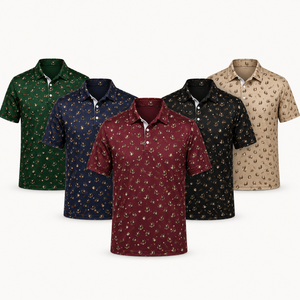 Polo de golf pour homme avec logo personnalisé, motif micro-golf imprimé, vert, anti-humidité, manches courtes, marque privée, fabricant OEM ODM - Product Image 2