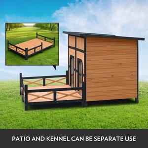 Jaulas para mascotas, portadores de madera maciza, casas impermeables para perros con puertas de <span class=keywords><strong>PVC</strong></span> y porche - Product Image 4