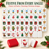 Jeu de tuiles de mahjong en acrylique pour les réunions de famille en vacances, jeu sur la table au coin du foyer avec des amis, des proches et des couples à Noël