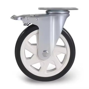 Roues de chariot industrielles en caoutchouc de 4 pouces 100mm pour établi Roue de roulette verrouillable centrale Roues de roulette à usage intensif - Product Image 5