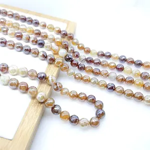 Pedra preciosa natural galvanizada cor agate bead10mm, corte redondo, pedra gema, pulseira, fabricação de jóias