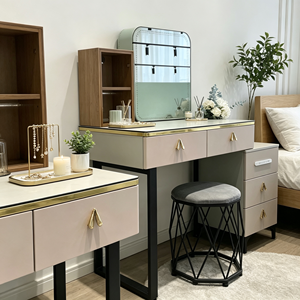 Modern Makeup <b>Vanity</b> With <b>Lighted</b> Mirror Storage Drawers Bedroom Dressing Table With Stool - Product Image 6