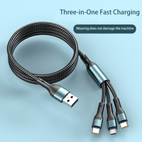 Nuevo cable de datos USB de 1,2 M para cargador de teléfono móvil Carga rápida 100W Tipo C 3 en 1 Cable